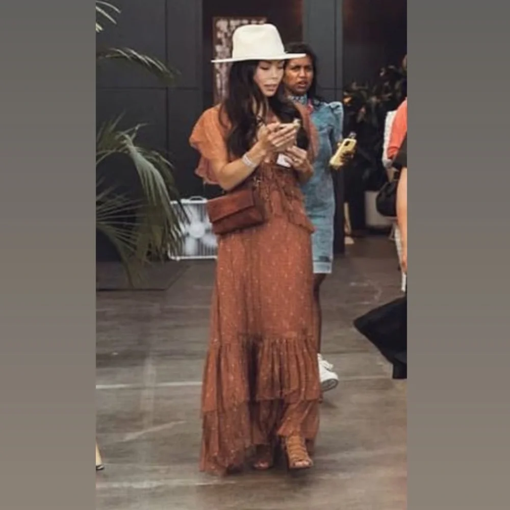 ✨SOLD✨ DÔEN antoinette silk dress warm autumnal tamarillo paisley S - Picture 6 of 16